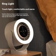 Rechargeable USB Fan with LED Light, Adjustable Airflow, Wall/Table Mount.