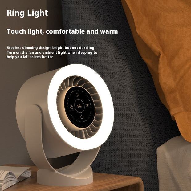 Rechargeable USB Fan with LED Light, Adjustable Airflow, Wall/Table Mount.