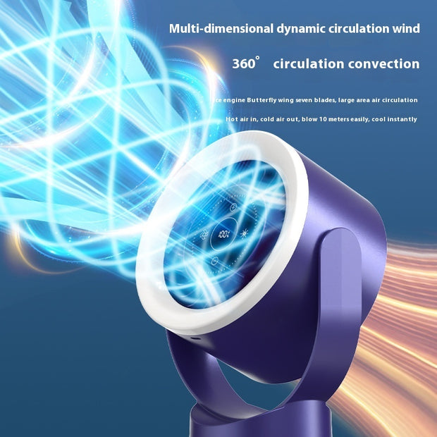 Rechargeable USB Fan with LED Light, Adjustable Airflow, Wall/Table Mount.